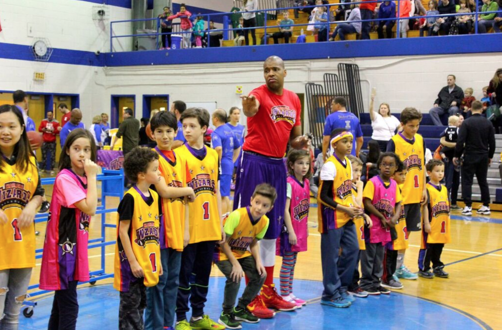 “Swoop” gives kids a lesson in how to warm up at Montclair High School. Photo: McKenzie Stephens-Simon